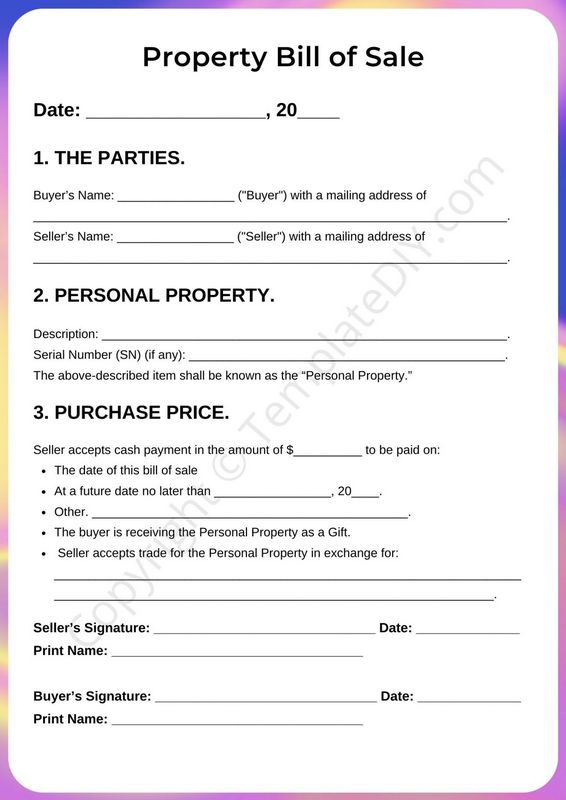 Mobile (Manufactured) Home Bill of Sale Form